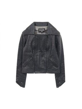 Chanel Leather Jacket Coco Mark Embroidery Other